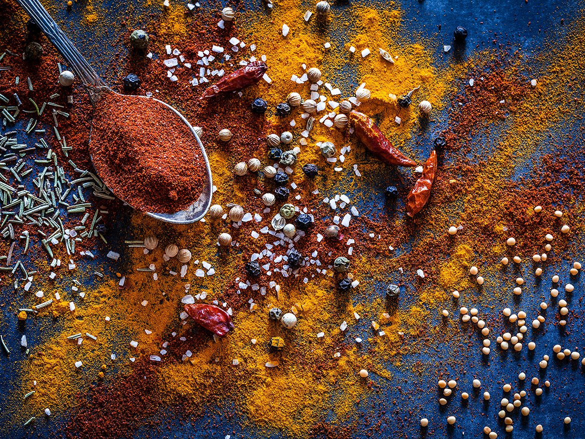 spices and a spoon